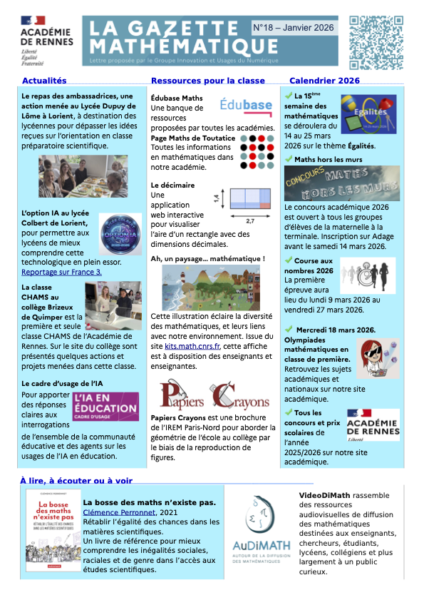Gazette Mathématiques de l'académie de Rennes - Janvier 2026